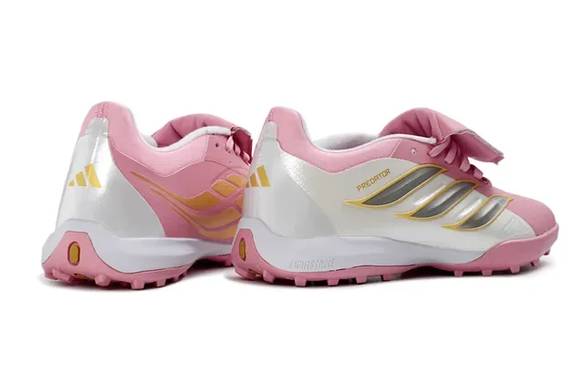 Adidas Predator Chaussures de football turf rose blanc semelle supérieure synthétique fermeture par sangle sans lacets 15