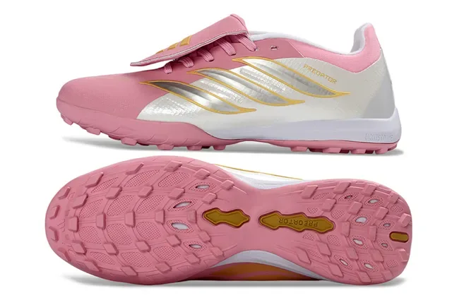 Adidas Predator Chaussures de football turf rose blanc semelle supérieure synthétique fermeture par sangle sans lacets 16