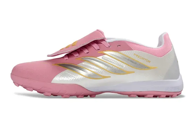 Adidas Predator Chaussures de football turf rose blanc semelle supérieure synthétique fermeture par sangle sans lacets 17