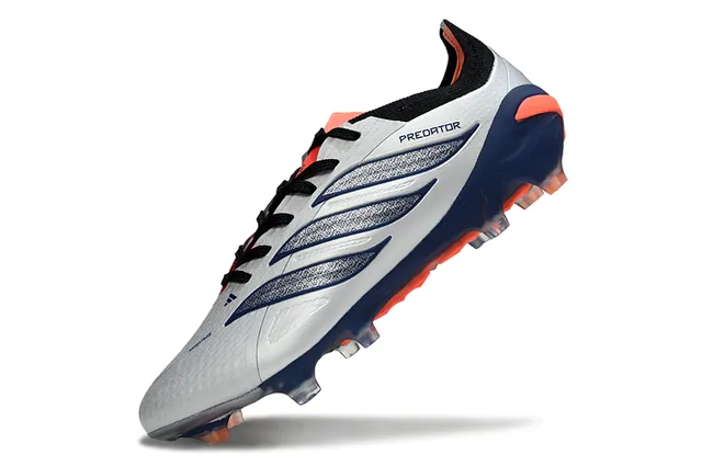 Adidas Predator Silver Navy Asymmetrical Lacing Textured Synthetic Upper Firm-Ground Soccer Shoes 3