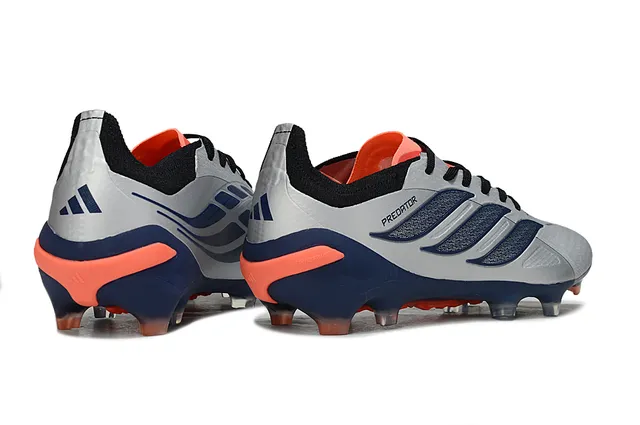 Adidas Predator Silver Navy Asymmetrical Lacing Textured Synthetic Upper Firm-Ground Soccer Shoes 5