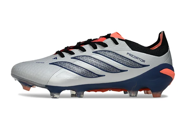Adidas Predator Silver Navy Asymmetrical Lacing Textured Synthetic Upper Firm-Ground Soccer Shoes 7