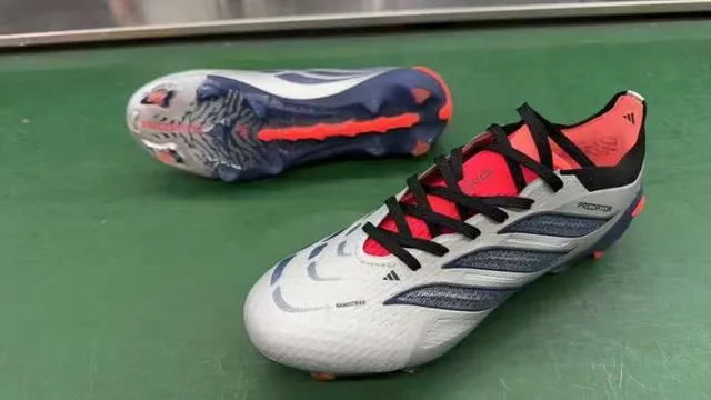 Adidas Predator Silver Navy Asymmetrical Lacing Textured Synthetic Upper Firm-Ground Soccer Shoes 8