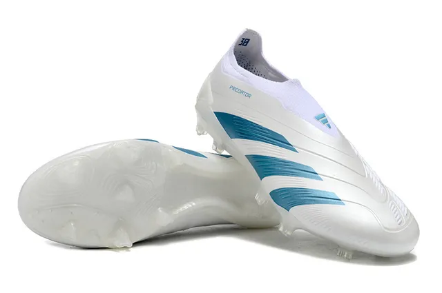 Adidas Predator White and Blue Firm-Ground Soccer Shoes 4