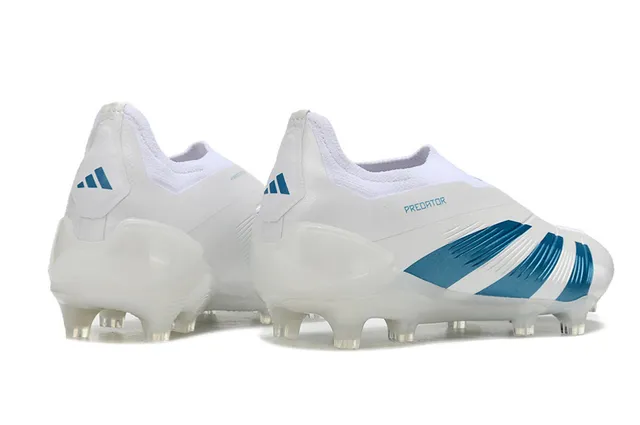 Adidas Predator White and Blue Firm-Ground Soccer Shoes 5