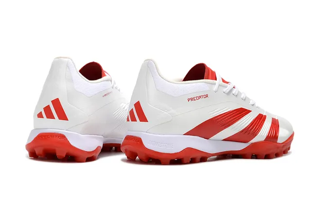 Adidas Predator Chaussures de football blanches et rouges Turf 5