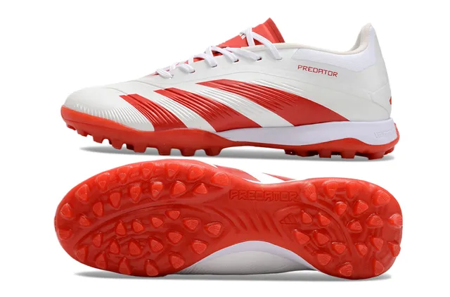 Adidas Predator Chaussures de football blanches et rouges Turf 6