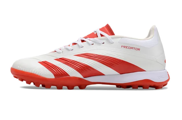 Adidas Predator Chaussures de football blanches et rouges Turf 7