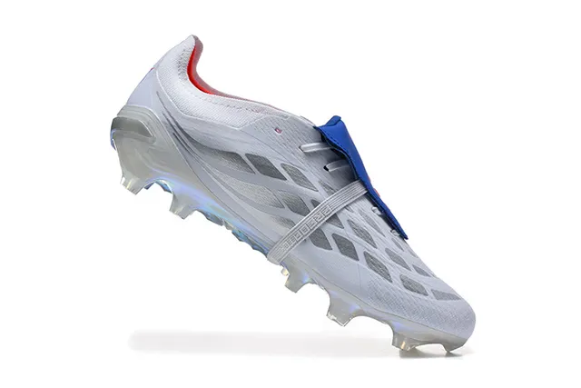 Adidas Predator أبيض أزرق بدون أحزمة إغلاق حذاء إريديسينت هولوغرافيك كعب خارجي ملعب طبيعي أحذية كرة القدم 11