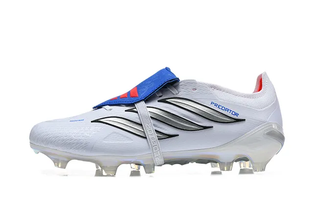 Adidas Predator أبيض أزرق بدون أحزمة إغلاق حذاء إريديسينت هولوغرافيك كعب خارجي ملعب طبيعي أحذية كرة القدم 17