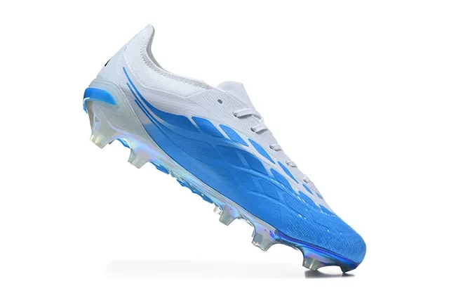 Adidas Predator Chaussures de Football Blanc Bleu Basse Lacets Asymétriques Surface Firme 3