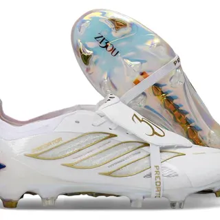 Adidas Predator White Gold Holographic Firm-Ground Soccer Shoes