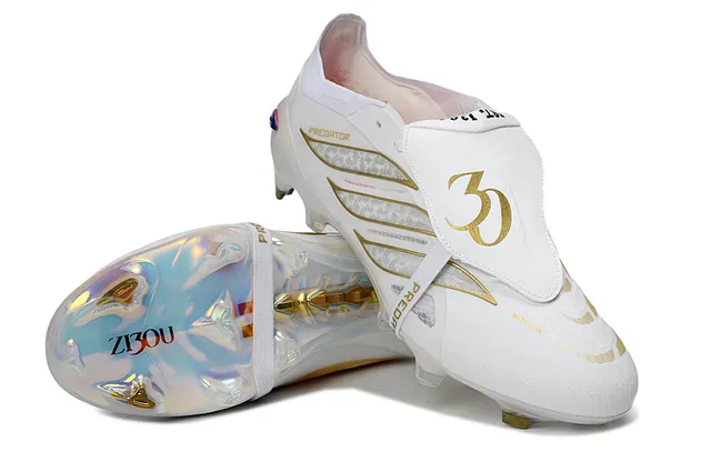 Adidas Predator White Gold Holographic Firm-Ground Soccer Shoes 4