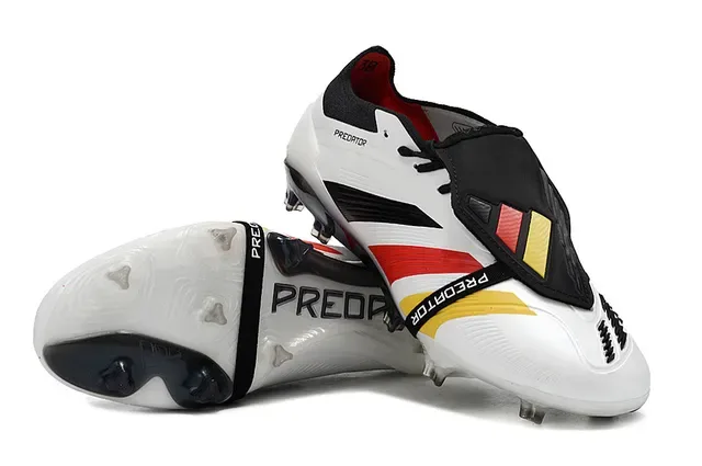 Adidas Predator Chaussures de Football Blanc Multicolor Lacets Asymétriques TPU Cage Overlay Terrain Ferme 4