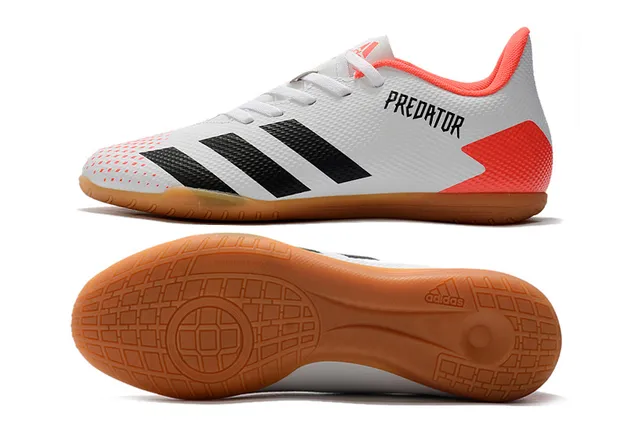 Adidas Predator Chaussures de Football Indoor Blanc Orange Empeigne Synthétique Maille Bas 11
