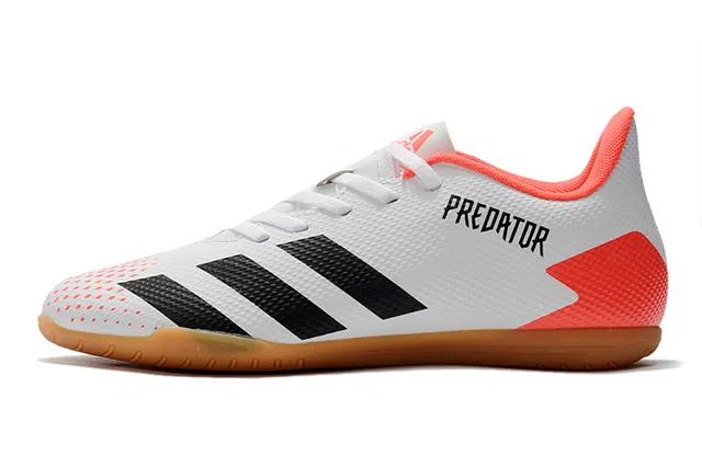 Adidas Predator Chaussures de Football Indoor Blanc Orange Empeigne Synthétique Maille Bas 14