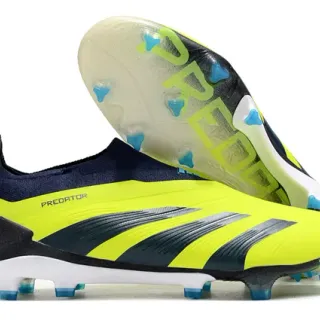 Adidas Predator Yellow Navy Neon And Sock-Fit Upper Firm-Ground Soccer Shoes