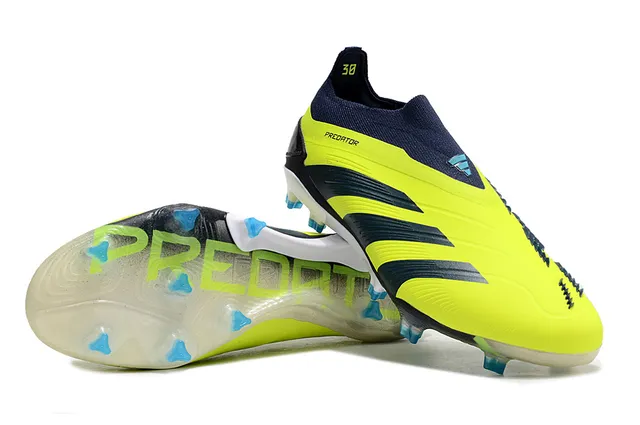 Adidas Predator Yellow Navy Neon And Sock-Fit Upper Firm-Ground Soccer Shoes 5