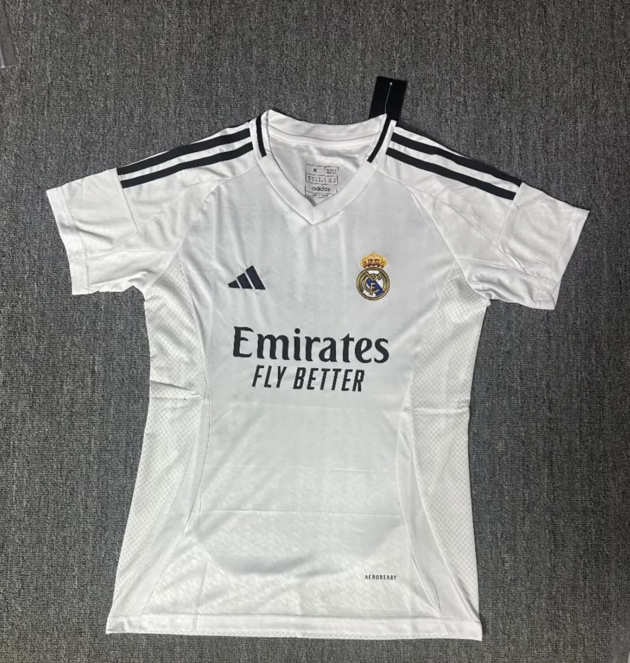Adidas Real Madrid Domicile Blanc Noir Col V Manches Courtes Maillot 3