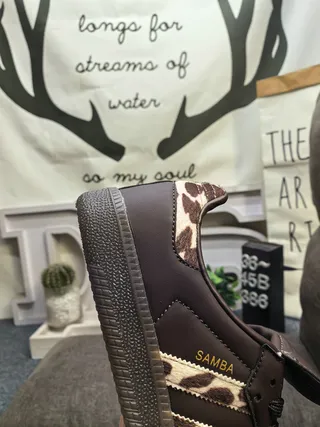 Adidas Samba Brown Leopard-Print Lifestyle Sneakers 3