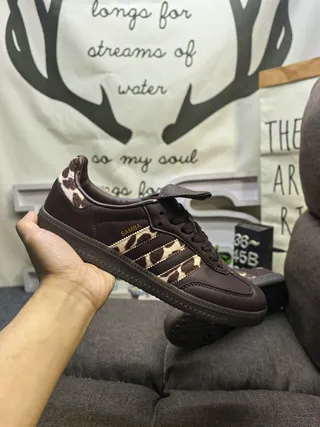 Adidas Samba Brown Leopard-Print Lifestyle Sneakers 5