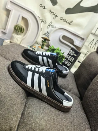 Adidas Samba Lace-Up Mule Black White Gum Casual Shoes 7