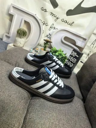 Adidas Samba Lace-Up Mule Black White Gum Casual Shoes 9