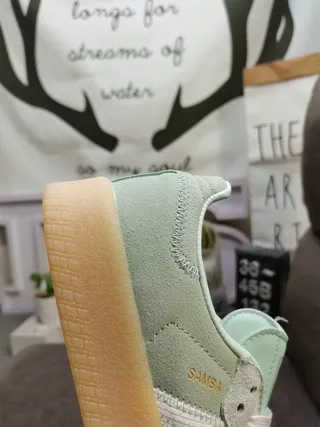 Adidas Samba Mint Green Suede Lifestyle Sneakers 3