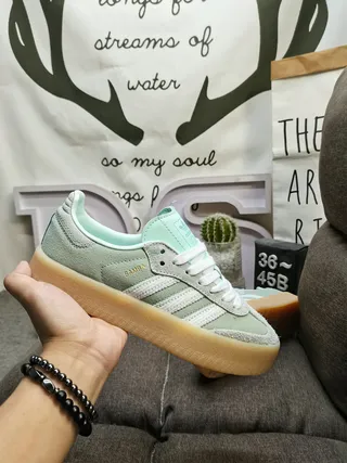 Adidas Samba Mint Green Suede Lifestyle Sneakers 5