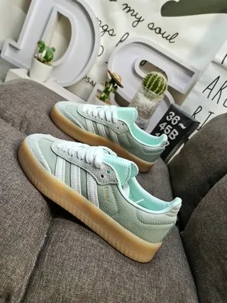 Adidas Samba Mint Green Suede Lifestyle Sneakers 7