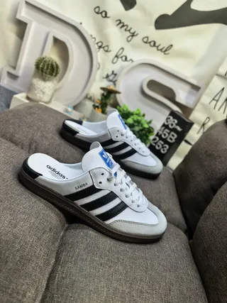 Adidas Samba Mule White Black Gray Brown Lifestyle Sneakers 9