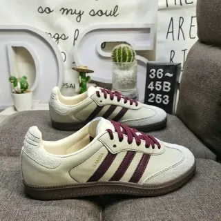 Adidas Samba Off-White and Burgundy Lifestyle Sneakers