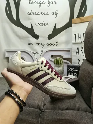 Adidas Samba Off-White and Burgundy Lifestyle Sneakers 6