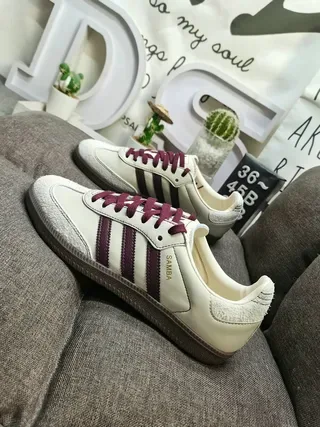 Adidas Samba Off-White and Burgundy Lifestyle Sneakers 7