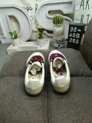 Adidas Samba Off-White and Burgundy Lifestyle Sneakers 8