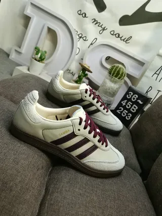 Adidas Samba Off-White and Burgundy Lifestyle Sneakers 9