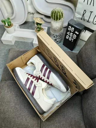 Adidas Samba Off-White and Burgundy Lifestyle Sneakers 3