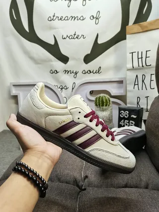 Adidas Samba Off-White and Burgundy Lifestyle Sneakers 6