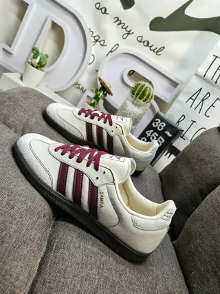 Adidas Samba Off-White and Burgundy Lifestyle Sneakers 7