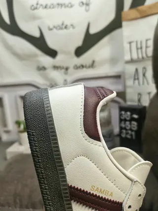 Adidas Samba Off-White and Burgundy Lifestyle Sneakers 3