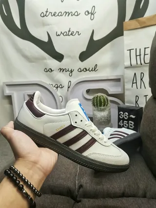 Adidas Samba Off-White and Burgundy Lifestyle Sneakers 5