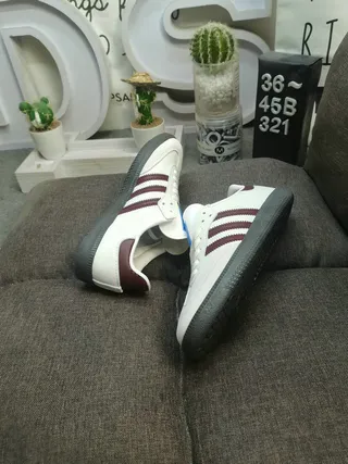 Adidas Samba Off-White and Burgundy Lifestyle Sneakers 6