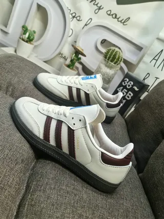 Adidas Samba Off-White and Burgundy Lifestyle Sneakers 7