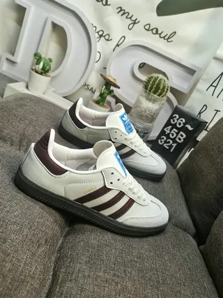 Adidas Samba Off-White and Burgundy Lifestyle Sneakers 9