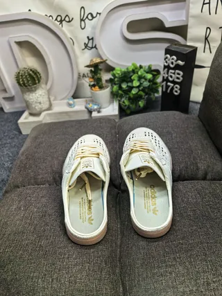Adidas Samba Off-White Perforated Slip-On Loafers 8