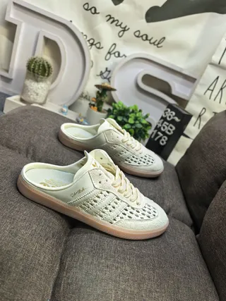 Adidas Samba Off-White Perforated Slip-On Loafers 9