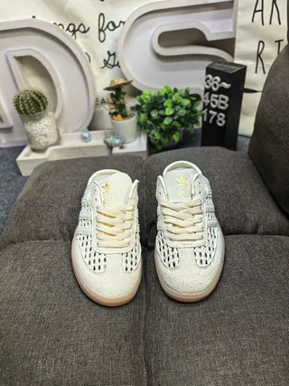 Adidas Samba Off-White Perforated Slip-On Loafers 10