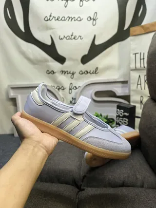 Adidas Samba OG Light Gray Cream Stripe Lifestyle Sneakers 5