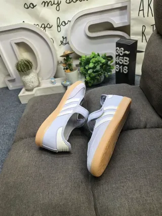 Adidas Samba OG Light Gray Cream Stripe Lifestyle Sneakers 6