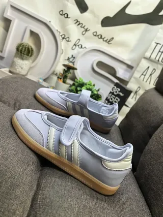Adidas Samba OG Light Gray Cream Stripe Lifestyle Sneakers 7